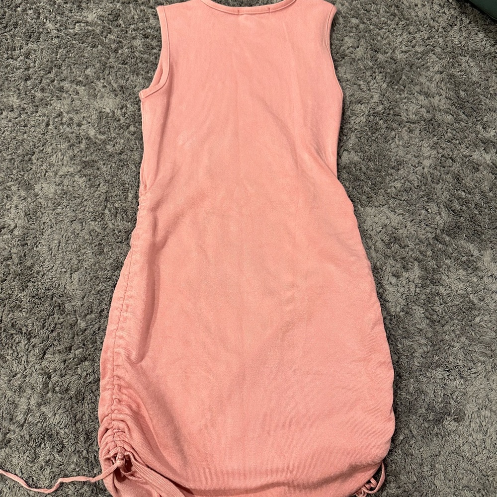 Gab and Kate pink tight ruched side dress